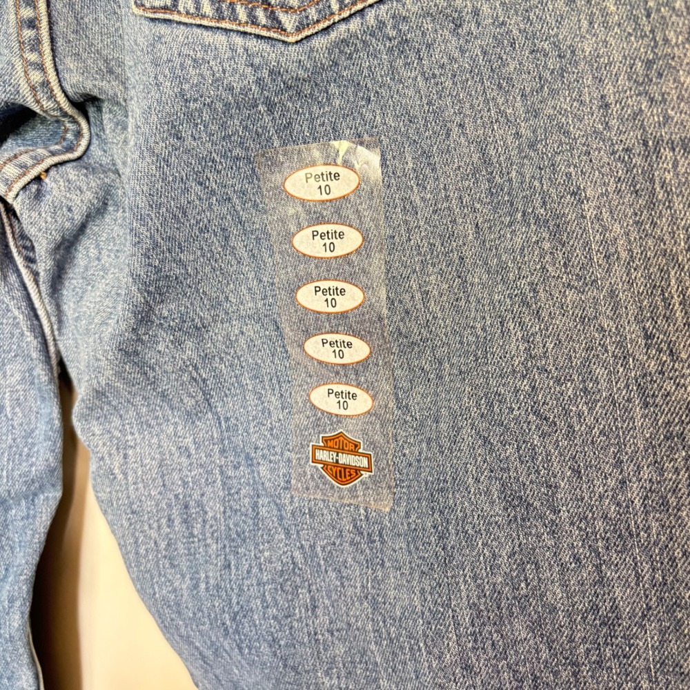 Harley-Davidson Womens Petite 10 Boot Cut Jeans Medium Wash Denim‎ Biker NWT - Picture 6 of 12